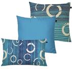 Kit com 3 Almofadas Jacquard Tripolli Nilo Asteca Azul/Branco