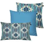 Kit com 3 Almofadas Jacquard Tripolli Nilo Azul