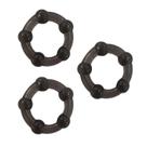 Kit com 3 Anéis Penianos em Silicone com Esfera - Preto