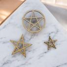 Kit Com 3 Apliques em MDF Cru 3mm Kit Pentagrama, Colagens, Artesanato, Decoração