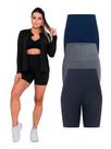 Kit Com 3 Bermuda Short Legging Academia Fitness Feminina Kit Com 3 Bermuda Short Legging Academia Fitness Feminina