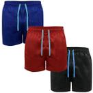 Kit Com 3 Bermudas Praia Verão Masculina Tactel Cordão Azul