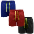 Kit Com 3 Bermudas Praia Verão Masculina Tactel Cordão Verde