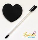 Kit com 3 Blocos de Notas Autoadesivo Coração Preto com Caneta Cor da Tinta:Branco