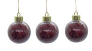 Kit com 3 Bolas de Natal Luxo Transparente com Fios Vermelho 8cm de Ø