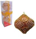 Kit com 3 Bolas Modelo Cebola de Natal Luxo Decorada Pedrinhas e Glitter 8 cm Ø