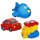 Kit Com 3 Brinquedos De Vinil Para Bebê Transportes - Carro - Avião - Trem