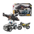 Kit com 3 Brinquedos Meninos Carrinho Moto Helicoptero - BS TOYS