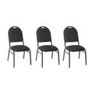 Kit com 3 Cadeiras de Auditório/Escritório Estofadas 44cm Multimóveis CR25289 Kit com 3 Cadeiras de Auditório/Escritório Estofadas 44cm Multimóveis CR25289