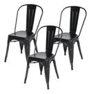 Kit com 3 Cadeiras Tolix Iron Aço Carbono Industrial - PRETO BRILHANTE