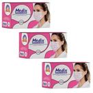 Kit com 3 Caixa Máscaras MEDIX Tripla Descartável Com Filtro (BFE) Rosa