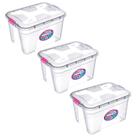 Kit Com 3 Caixas Organizadoras Transparente 12 Litros Com Trava