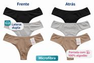 Kit com 3 Calcinhas Microfibra Feminina Forro Algodão, Lateral Dupla