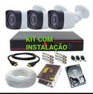 KIT com 3 câmeras de segurança com instalação 720p visão noturna.