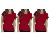 Kit com 3 Camisas Camisetas Blusas Baby Looks T-shirts Masculina Feminina Slim Básica 100% Algodão Kit com 3 Camisas Camisetas Blusas Baby Looks T-shirts Masculina Feminina Slim Básica 100% Algodão