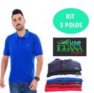 Kit com 3 Camisas Polo Masculina Iguana