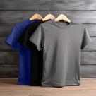 Kit com 3 Camisetas Básicas Manga Curta Tecido Premium
