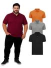 Kit Com 3 Camisetas Gola Polo Piquet 100% Algodao Plus Size Cor:ColoridoTamanho:G3 Kit Com 3 Camisetas Gola Polo Piquet 100% Algodao Plus Size Cor:ColoridoTamanho:G3