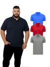 Kit Com 3 Camisetas Gola Polo Piquet 100% Algodao Plus Size Kit Com 3 Camisetas Gola Polo Piquet 100% Algodao Plus Size