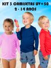Kit com 3 Camisetas Infantil Com Proteção Solar Uv Fps50+ Manga Longa - Sortidas