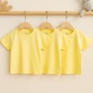 Kit Com 3 Camisetas Manga Curta Para Bebê Amarelo de Algodão