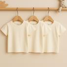 Kit Com 3 Camisetas Manga Curta Para Bebê Creme 100% Algodão