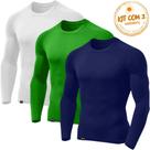 Kit com 3 Camisetas Masculinas Térmica Segunda Pele com Proteção UV Tecido Gelado Contra o Verão