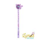Kit com 3 Caneta Esferográfica Gato Gatinho Cores:Lilás