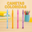 Kit com 3 Canetas Compactor JetLux Sortidas Cores Vivas e Escrita Suave