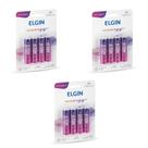 Kit com 3 cartelas de pilhas recarregaveis aa 2500mah c/4 elgin 82173