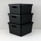 Kit Com 3 Cesto Caixa Organizadora Com Tampa Empilháveis 3 Litros Preto