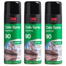 Kit com 3 Cola SPRAY 90 Marcenaria EXTRA Forte 330G 3M