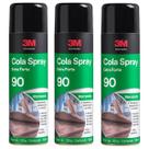 Kit com 3 Cola SPRAY 90 Marcenaria EXTRA Forte 330G 3M