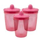 Kit Com 3 Copos De Transição Clingo Rosa - Bico Rígido, Anti-vazamento