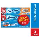 KIT COM 3 - Creme Dental Dentes Brancos Sorriso 3un 180g - Tamanho família.