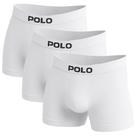 Kit com 3 Cuecas Box Polo Star Branca Microfibra Masculina