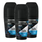 Kit com 3 Desodorante Rollon Francis Men Active 50ml