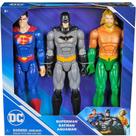 Kit com 3 figuras da liga da justica super homem batman e aquaman 30cm sunny