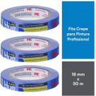 Kit com 3 Fita Crepe Blue Tape Profissional 3M 18MM X 50M Kit com 3 Fita Crepe Blue Tape Profissional 3M 18MM X 50M