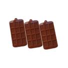 Kit com 3 Formas Molde Silicone 12 Mini Barras de Chocolate