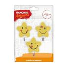 Kit Com 3 Ganchos Estrelas Adesivas Smile Suporta até 3Kg