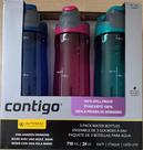 Kit com 3 Garrafas d'Água Contigo AUTOSEAL 700ml - À Prova de Vazamentos e sem BPA