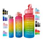Kit com 3 Garrafas Motivacionais Coloridas - Rignel