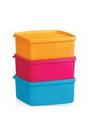 Kit com 3 jeitosinhos, azul, rosa e laranja 400ml cada da Tupperware