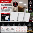kit com 3 Luminaria Led Quadrada Embutir 18W/6500K avant kit com 3 Luminaria Led Quadrada Embutir 18W/6500K avant
