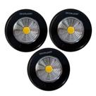 Kit com 3 Luminárias Touch LED Button de Emergência 6500k Decorlaser Preto