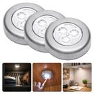 Kit Com 3 Luz Noturna Auxiliar Adesiva De Colar Spot Cromado LED Branco Pilha
