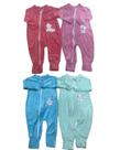 Kit com 3 Macacões de Bebê em Plush com zíper virá pé