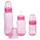 Kit com 3 Mamadeira Kuka Bico Redondo Aquarela Rosa Lisa