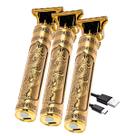 Kit com 3 Máquinas De Barba Profissional Super Afiada Longa Retrô Q